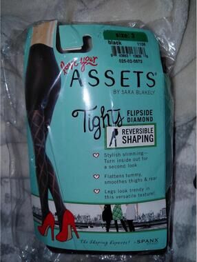 Assets by Sara Blakely Shaping Tights Size3 Black Reversible